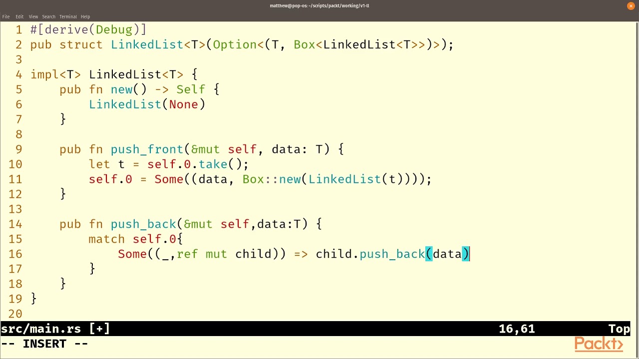 Hands-On Data Structures and Algorithms in Rust: Creating a Linked List | packtpub.com