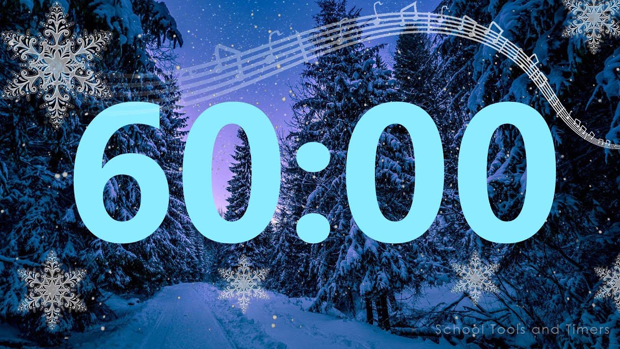 60 Minute Winter Snow Countdown Timer with Relaxing Music