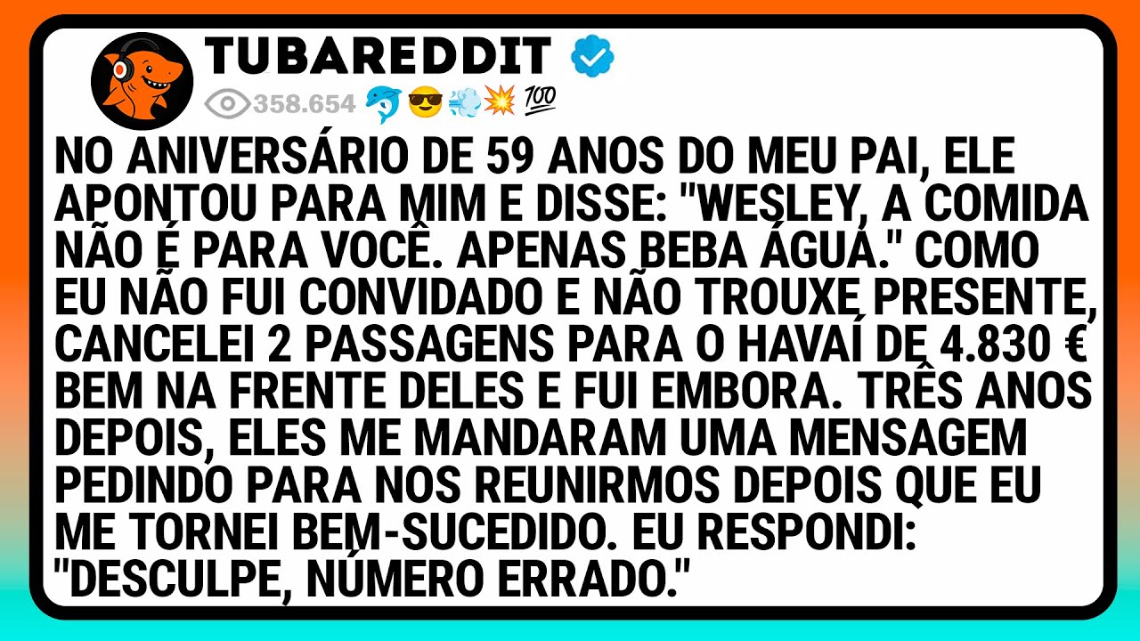 No Aniversário De 59 Anos Do Meu Pai, Ele Apontou Para Mim E Disse: "Wesley, A Comida Não É Para...