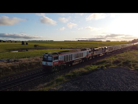 Drone Footage Of 7AM9 SCT Freight Train With CSR008 & SCT008 At Moorabool (3/9/22)