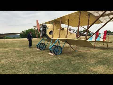 Caudron G3 Engine Hand Crank Startup WWI French Biplane Aircraft