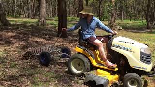 Stick rake for ride on mower or ATV
