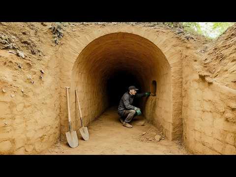 Building a Warm Underground Survival Shelter | Crab Traps, Fireplace and Sawdust Bed Setup