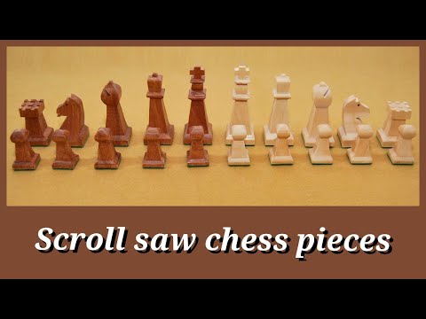 Chess pieces cut with a scroll saw. The stages of the construction by Empnoia.