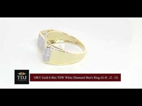 10KY Gold 0.40ct TDW White Diamond Men's Wedding Band (G-H , i2 - i3)