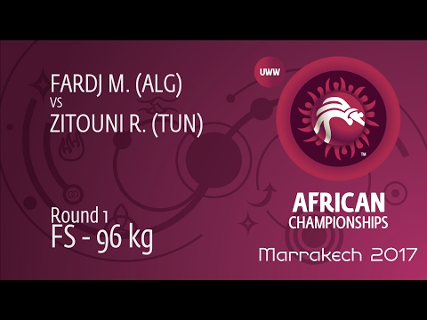 Round 1 FS - 96 kg: M. FARDJ (ALG) df. R. ZITOUNI (TUN) by TF, 11-0