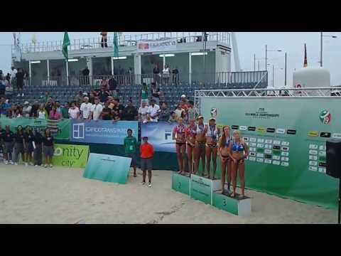 Women medals U19 Beach Volley World Championships 2013  Porto  1ºBrasil 2º Russia 3º USA
