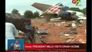 President Mills visits scene of cargo plane crash