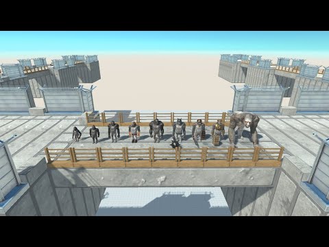 Ape Guardian Army on Bridge vs Faction Army from ALL UNITS Animal Revolt Battle Simulator