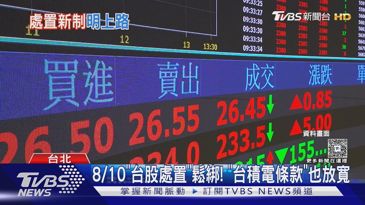 影音/台股處置新制8/10上路!撮合縮至2分鐘 3檔電子股先適用