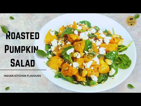 Roasted Pumpkin Spinach Salad | Roasted Butternut Squash Salad | Veg | IKF -Indian Kitchen Flavours