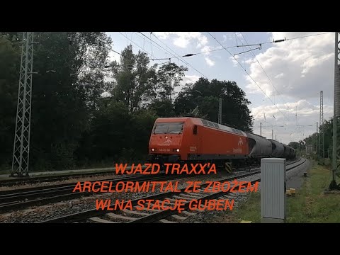 Wjazd traxx'a ArcelorMittal ze zbożem w guben