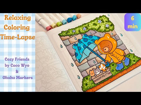 Relaxing Coloring Time-Lapse | Cozy Friends by Cocowyo & Ohuhu Alcohol Markers (6 min ASMR)