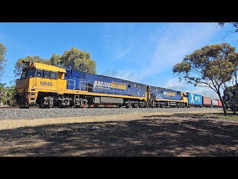 1PM5 PN up "Linfox Express #1" (NR40 NR92, 57P), Perth to Melbourne, 1605, 17/12/25, Horsham VIC 