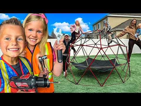 Kids Learn Tools While Building a Playground Dome 🔧 Family DIY Educational Project with Power Tools - Kingdom Kids Zone, Little Learners - Happy Hubbard’s - Educational Videos for Kids