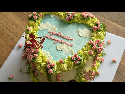 The most BEAUTIFUL whimsical birthday cake🥹💕💚🌸🌷🌱🧚‍♀️✨