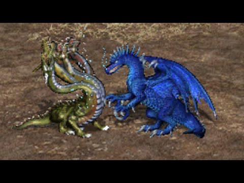 Heroes of Might and Magic 3 - 675 Chaos Hydra vs 100 Azure Dragons