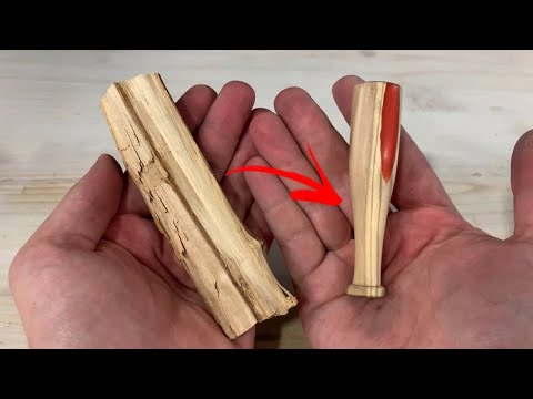 TRANSFORMO UN PALO DE MADERA EN UN MINI BATE DE BESIBOL (MADERA Y EPOXI)