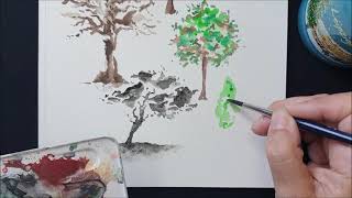 HAPPY ART Bäume in Aquarell