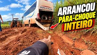 ARRANCOU O PARA-CHOQUE INTEIRO! Ônibus atolado na Transamazônica