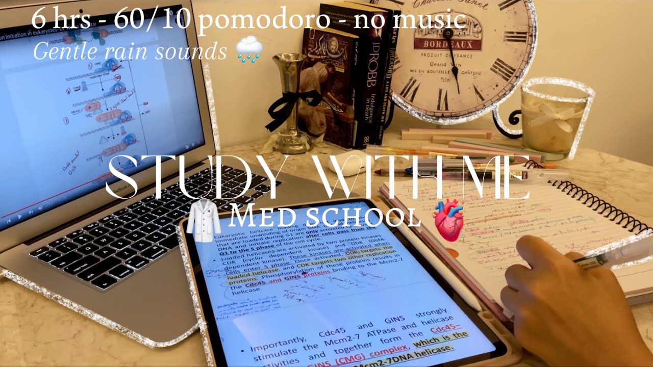 Study with me 6 hours 🩺 | 60/10 pomodoro - MED SCHOOL - no music