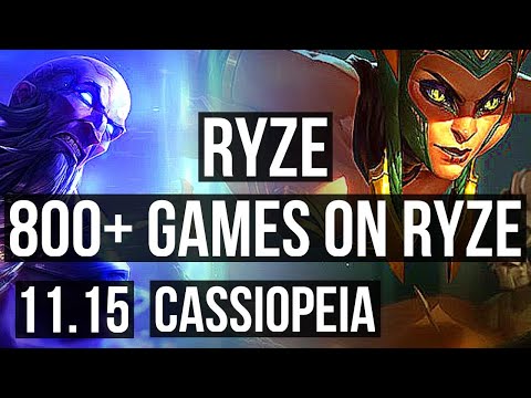 RYZE vs CASSIOPEIA (MID) | 7/1/5, 800+ games, 1.0M mastery, Godlike | EUW Master | v11.15