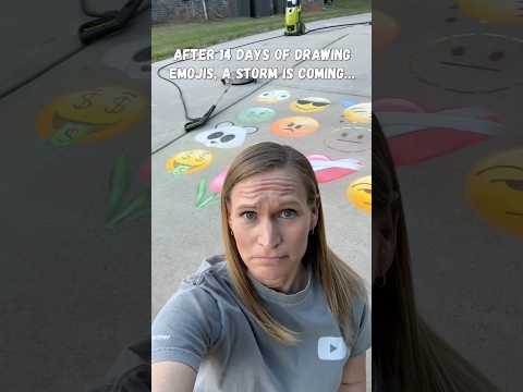 Saying Goodbye to 14 Days of Emoji Chalk Art 💦 time for pressure washing