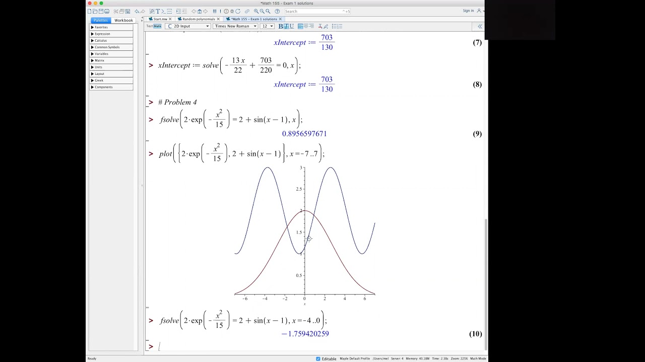 Math 155 - Exam 1 solutions