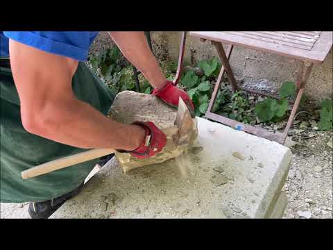 Naturstein bearbeiten: Trockenmauerstein zurichten - #Stubbensandstein