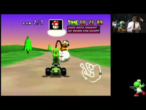 Mario Kart 64 (N64): Yoshi Valley SC 3-lap 55"90  - 2 Lap Skip Glitch Shortcuts