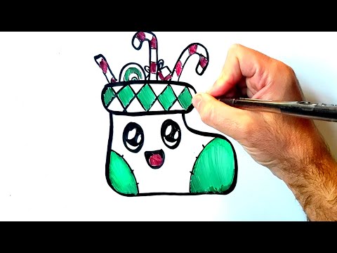 Comment dessiner une chaussette de noel dessin botte de noel