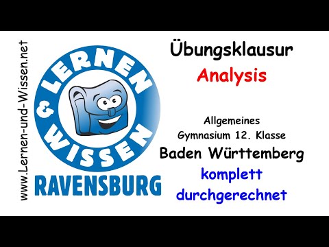 Klassenarbeit Mathe Analysis 12.  Klasse Allgemeines Gymnasium BW by Lernen & Wissen