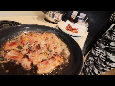 Cooking Country Breakfast Grits Cheese Eggs Bacon and...