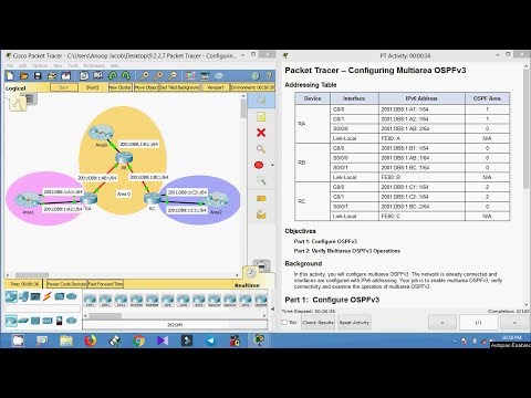 9.2.2.7 Packet Tracer - Configuring Multiarea OSPFv3