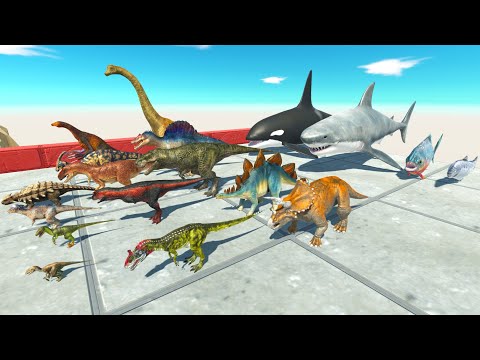 MAJOR UPDATE AQUATICS SPEED RACE CHASING ALL DINOSAURS | Animal Revolt Battle Simulator
