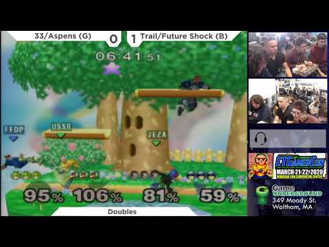 Mass Madness 32 SSBM - 33/aspens (Green) vs. Trail/Future Shock (Blue) - Melee Doubles LR1