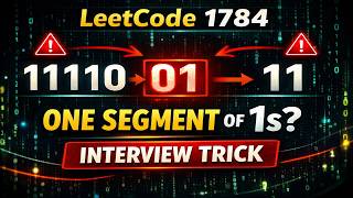 YouTube video 'Leetcode 1784. Check if Binary String Has at Most One Segment of Ones'
