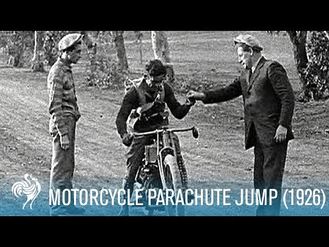 Motorcycle Parachute Jump Ends in Crash (1926) | British Pathé