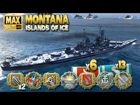 Battleship Montana: 4k base xp on map Islands of Ice - World of Warships