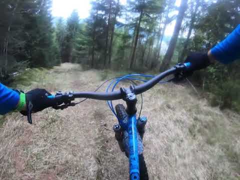 Full suspension Marino steel MTB on flow trail at Vangsnes Norway POV