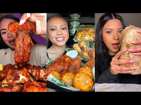 TIKTOK Mukbang Compilation | SeaFood Boil, Wingstop. Chipotle, Taco Bell & More!