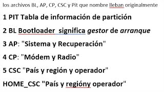 los archivos BL, AP, CP, CSC y Pit que nombre llevan y que significan