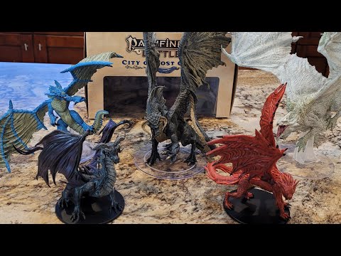 D&D minis Pathfinder Battles Adult Red and Black Dragons