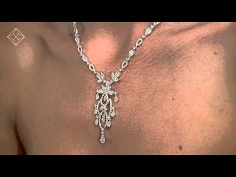 D3402 Diamond Necklace Vintage Pyrus 9.00CT H/SI Diamonds in 18K White Gold