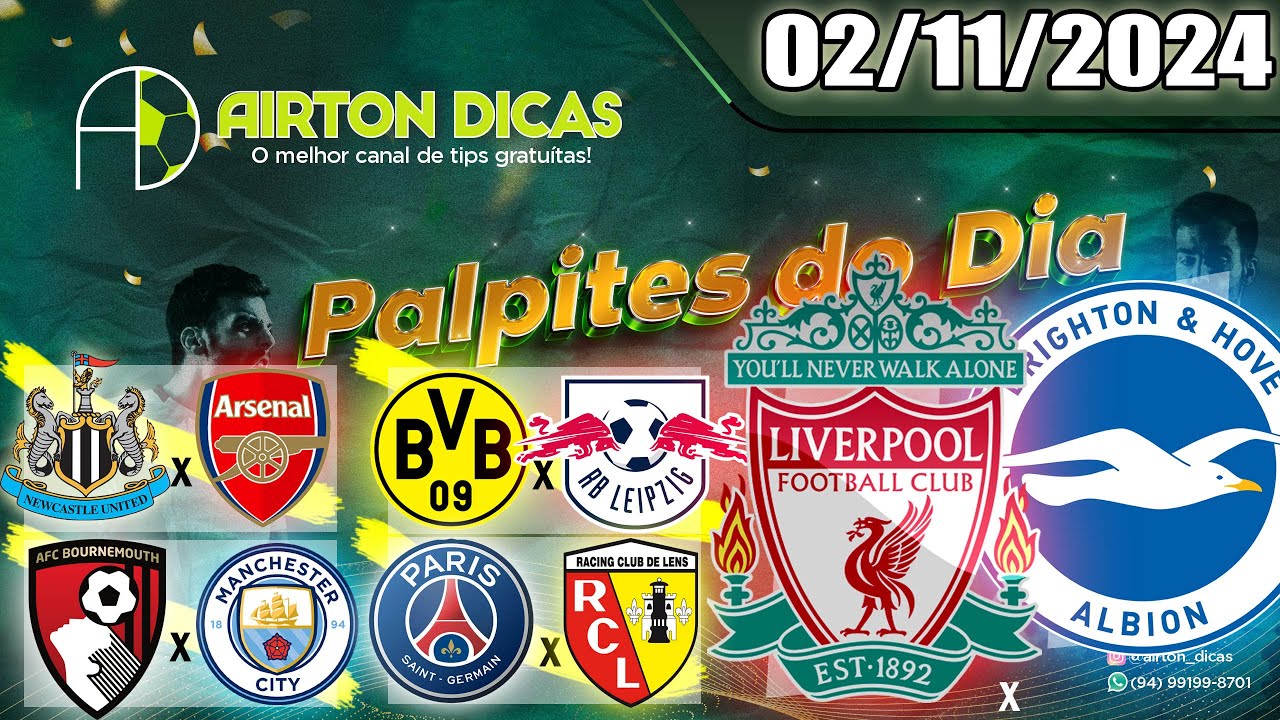 💹Palpites De Futebol HOJE SÁBADO DIA 02 DE NOVEMBRO DE 2024 + DICA DE BILHETE PRONTO GRÁTIS💹