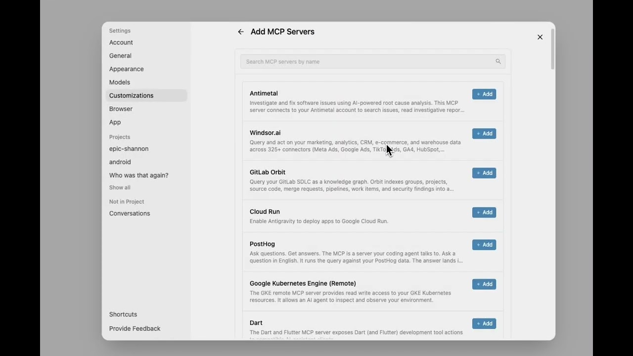 Antigravity in Gemini Enterprise - Client Login and Settings