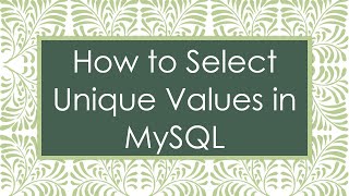 Download the video "How to Select Unique Values in MySQL"