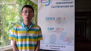 Mr. Lemeng Yu at SEES Conference 2016 by GSTF Singapore