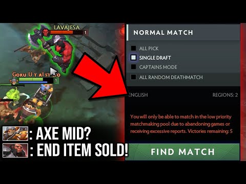 He picked AXE mid vs Techies and This is his last game before Low Priority!!