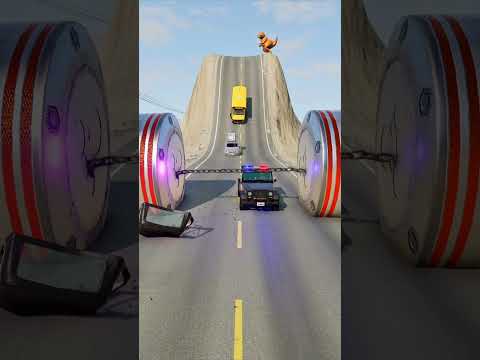 Cars & School Bus vs Hydraulic Crush #1 BeamNG.Drive